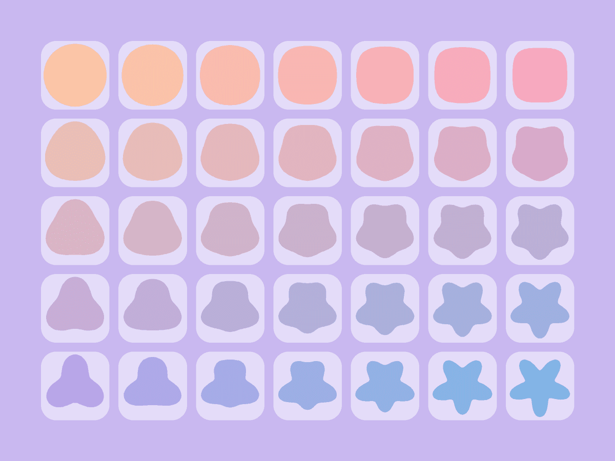 Afloat's tiles morphing from warm circles to cool stars.